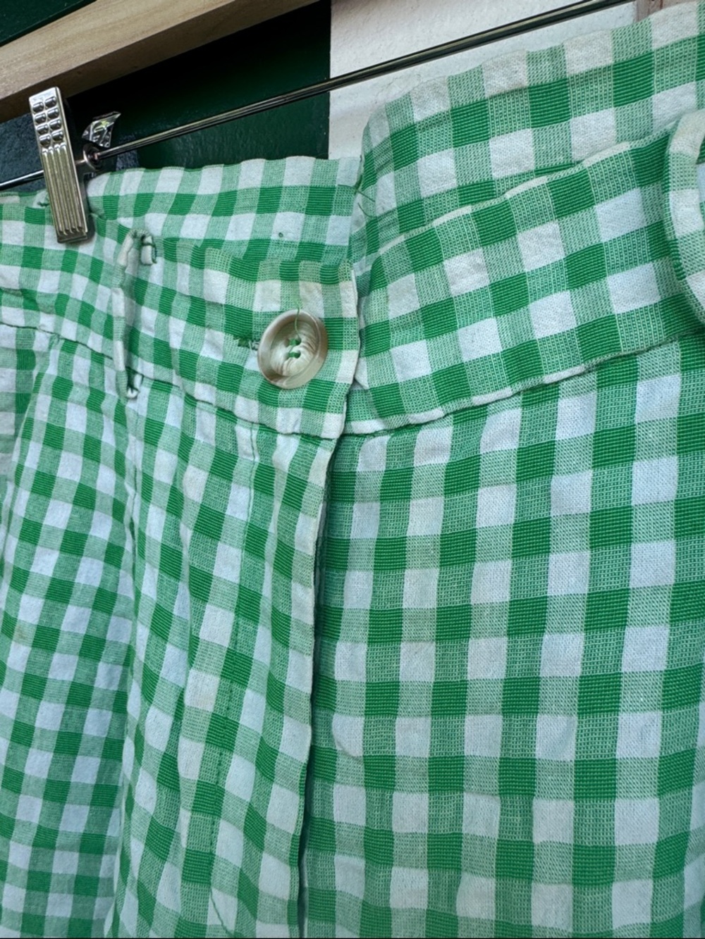 FRNCH Green and White Gingham Wide-Leg Pants - Picture 3 of 11